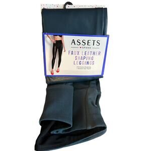 Assets by Spanx Faux Leather Shaping Leggings Sea Blue S